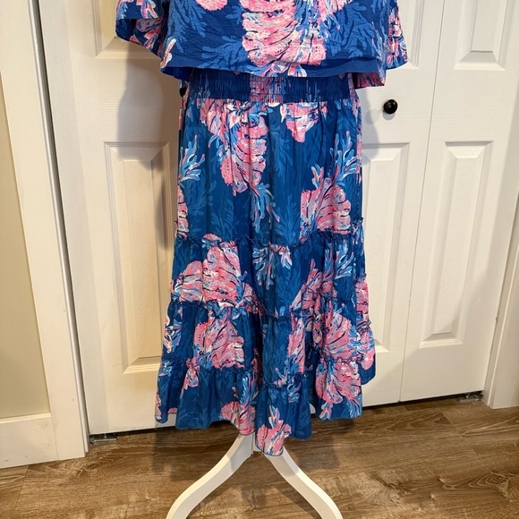 Lilly Pulitzer, 2 Piece Set Croix Top & Deavan Midi Skirt Blue Pink, Size L - Picture 6 of 15